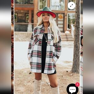 Impressions, 1x, Plaid Women's Jacket - Red and White